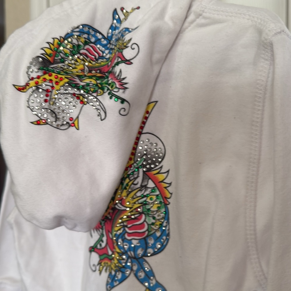 NWT 2T WHITE ED HARDY HOODIE SWEATSHIRT WITH BLING - Picture 4 of 7